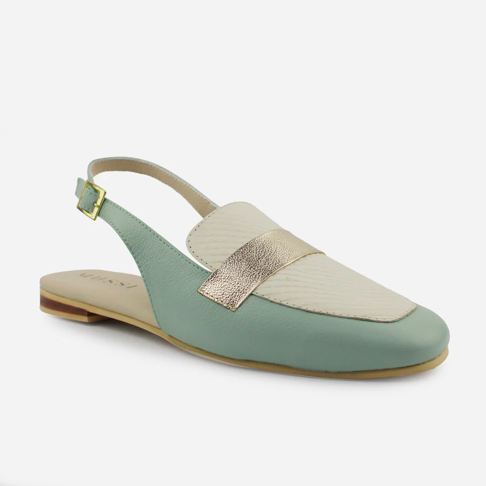 Baleta destalonada darsy de cuero para mujer - Verde - Image 2