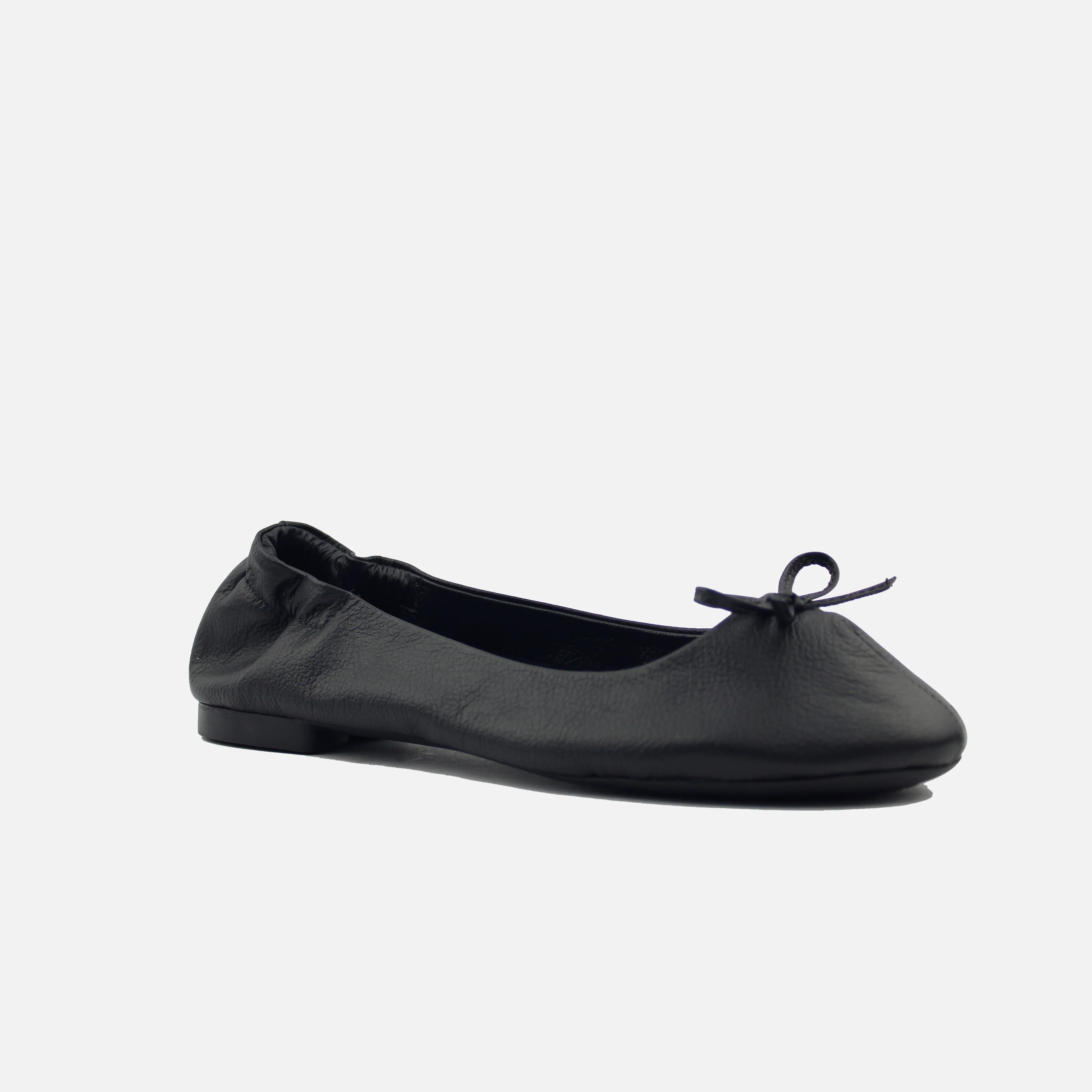 Baleta plana christal de cuero para mujer - Negro - Image 2