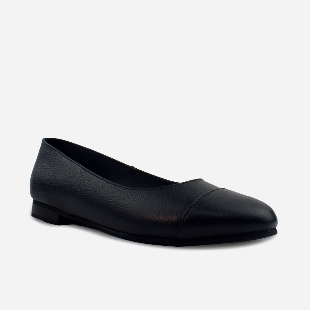 Baleta plana leia de cuero para mujer - Negro - Image 2