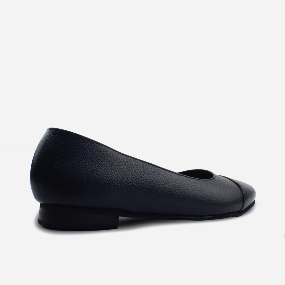 Baleta plana leia de cuero para mujer - Negro - Image 3