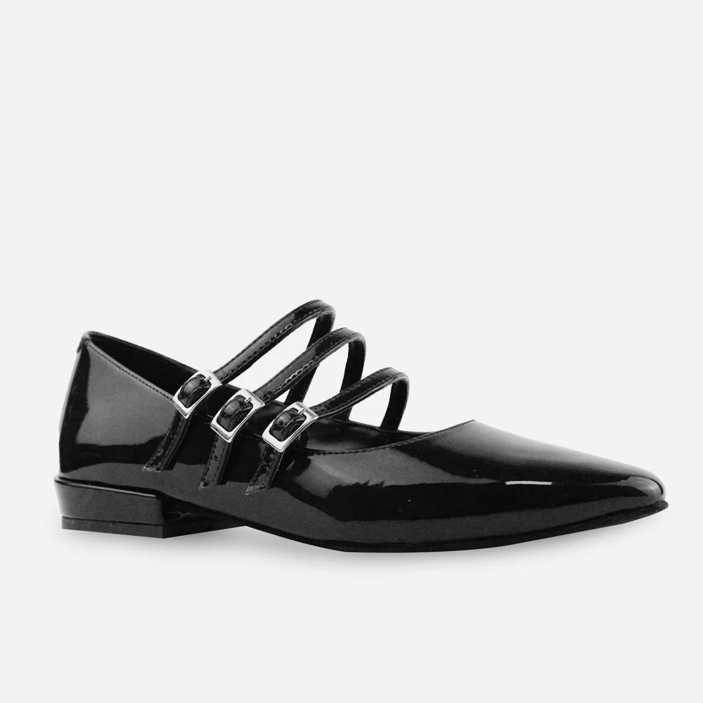 Baleta plana mary jane de sintético para mujer - Negro - Image 2