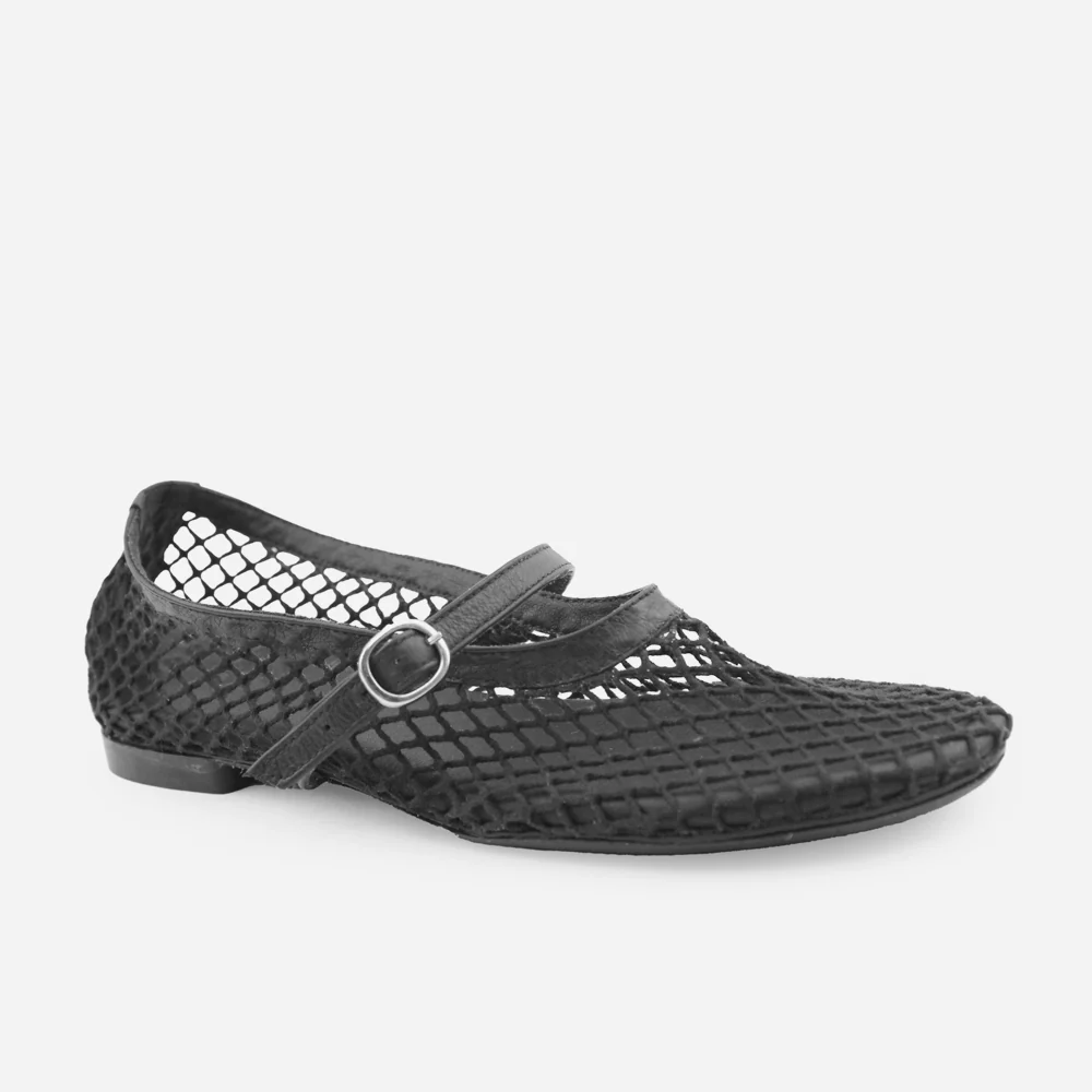 Baleta plana mesh de textil para mujer - Negro - Image 2