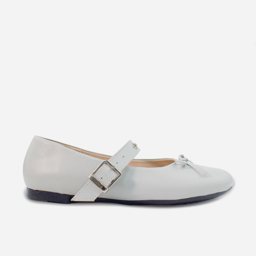 Baleta plana naya de cuero para mujer - Gris