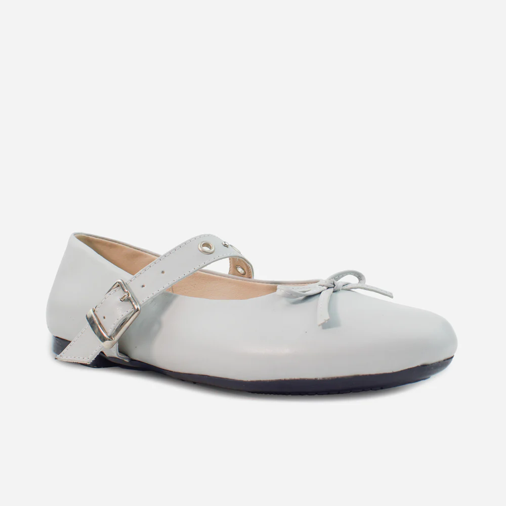 Baleta plana naya de cuero para mujer - Gris - Image 2