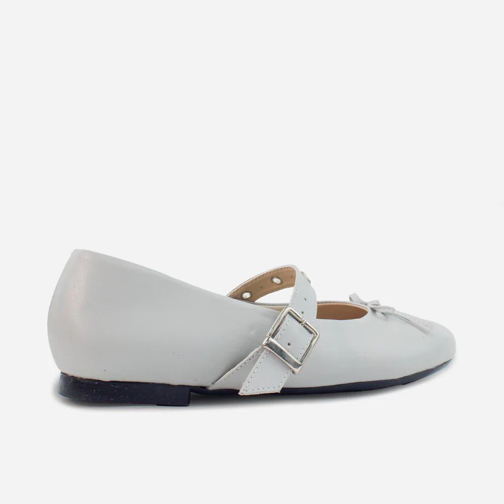 Baleta plana naya de cuero para mujer - Gris - Image 3