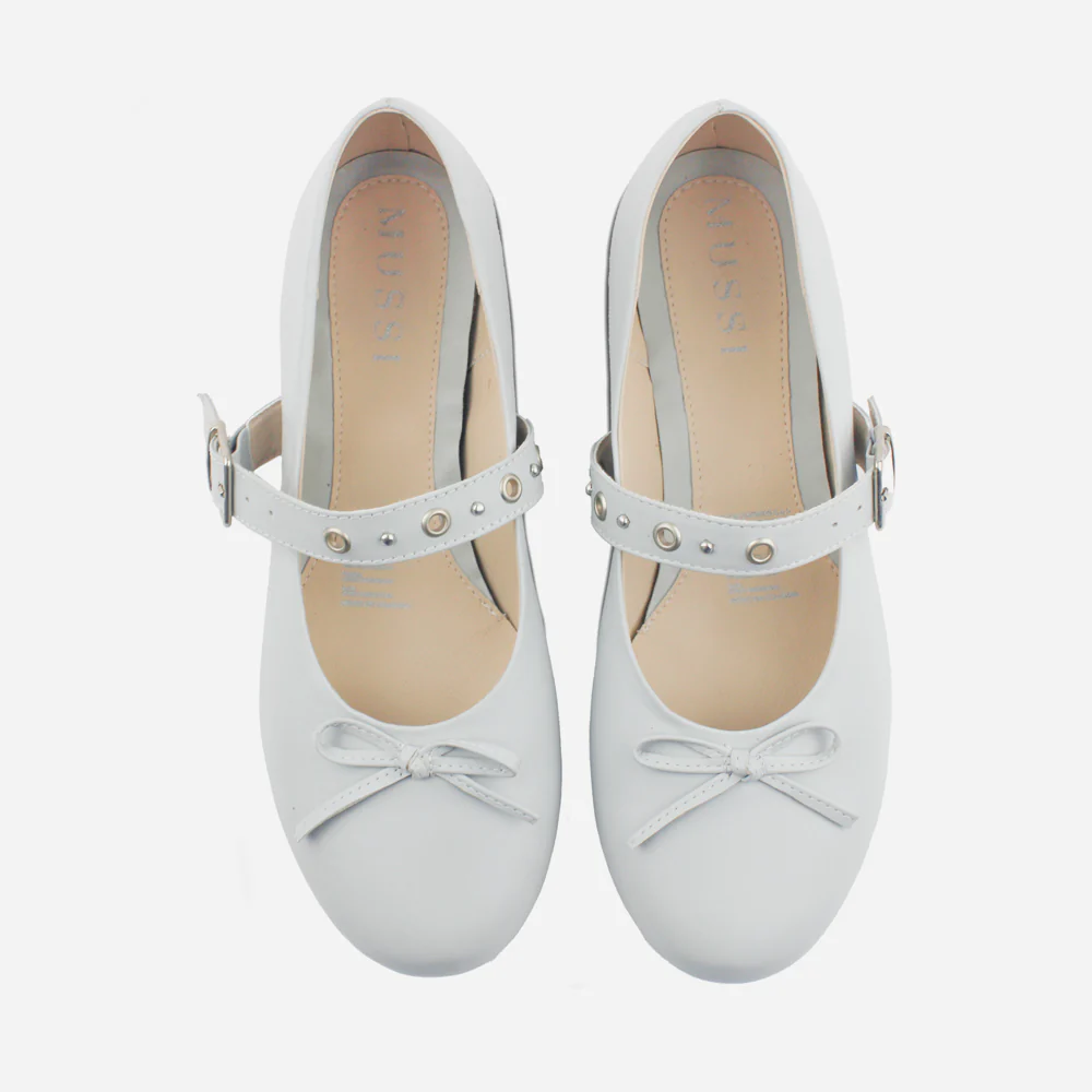 Baleta plana naya de cuero para mujer - Gris - Image 4
