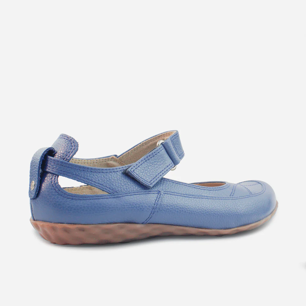 Baleta plana rielva de cuero para mujer - Azul - Image 3