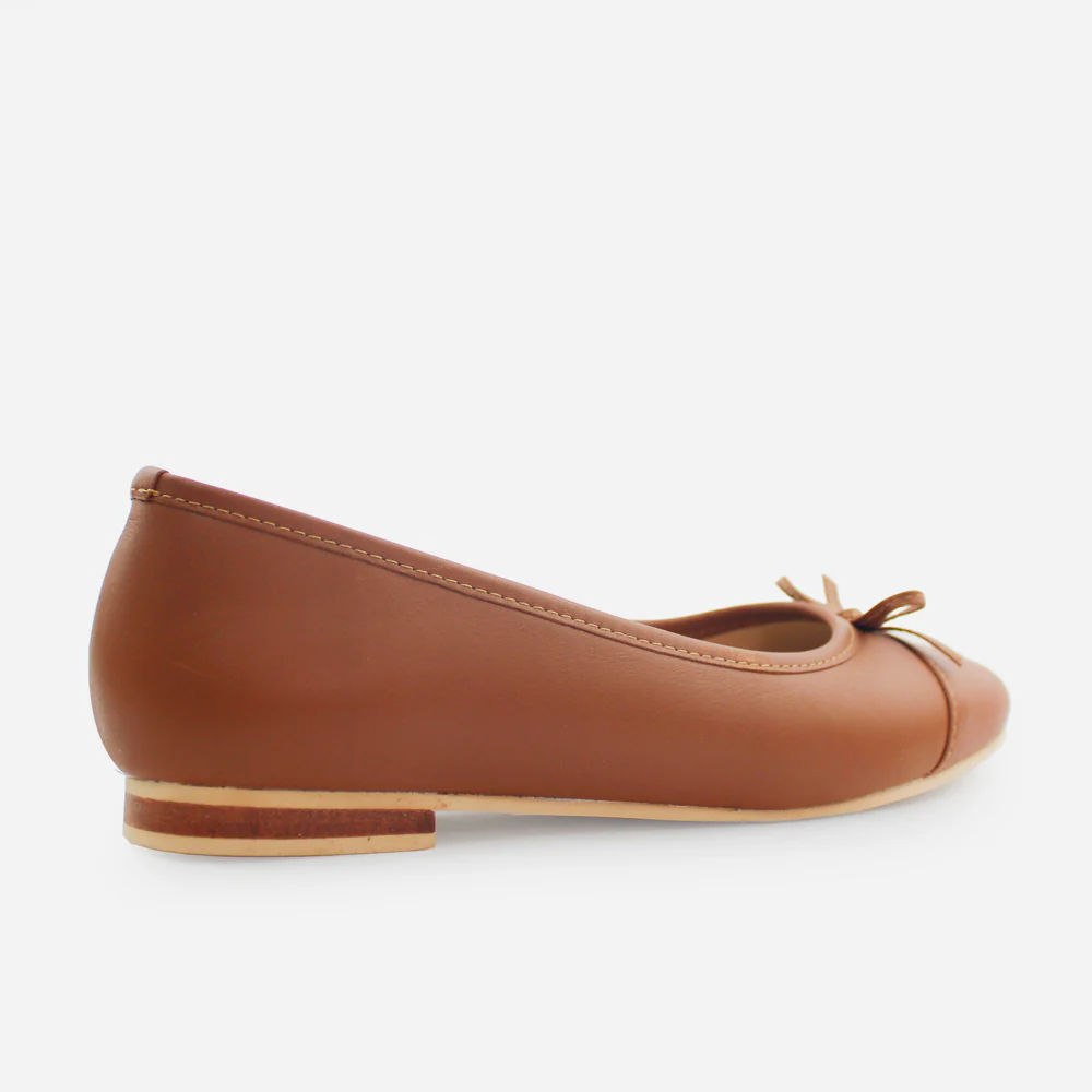 Baleta plana tatiana de cuero para mujer - Miel - Image 3