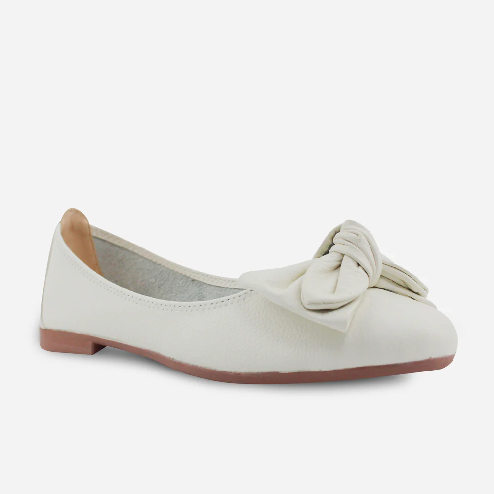 Baleta plana verano de cuero para mujer - Hueso - Image 2