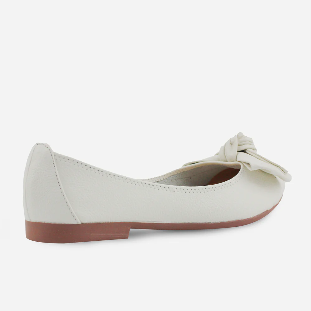 Baleta plana verano de cuero para mujer - Hueso - Image 3