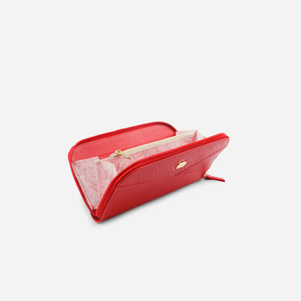Billetera escarlata de cuero para mujer - Rojo - Image 4