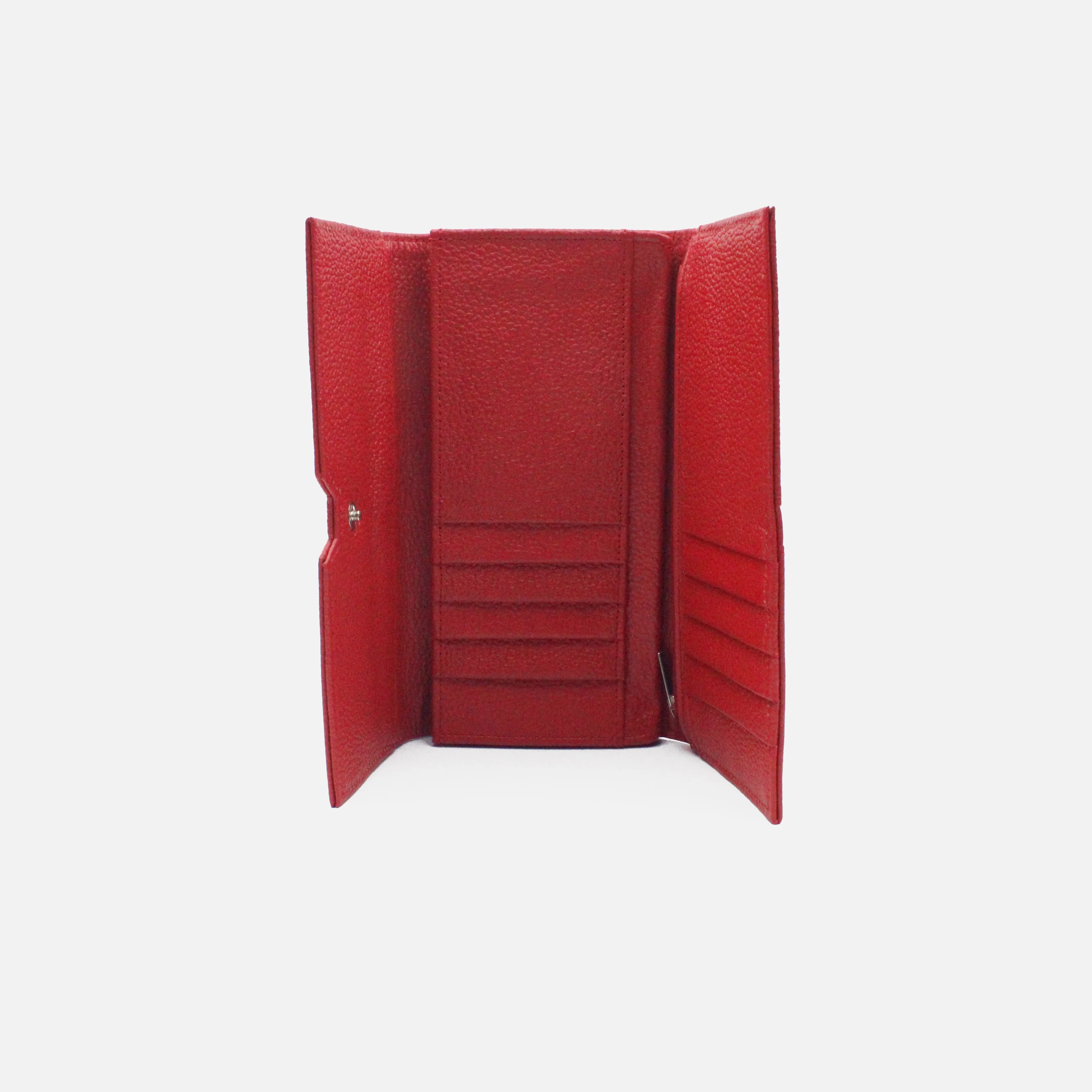 Billetera mili de cuero para mujer - Rojo - Image 4