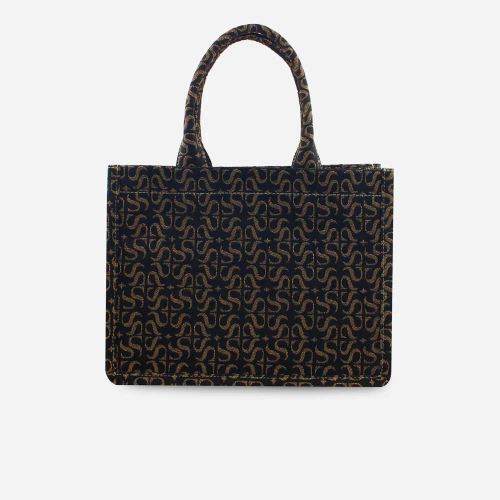Bolso de mano rosas de textil para mujer - Negro