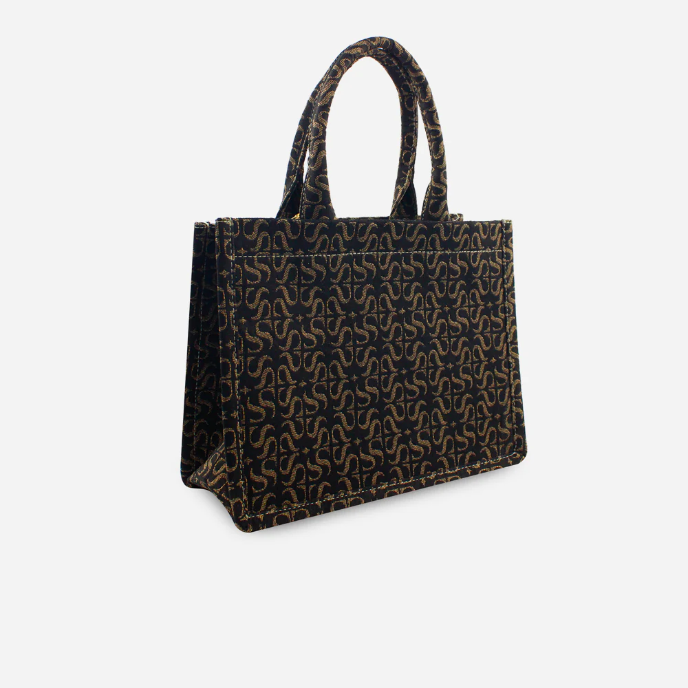 Bolso de mano rosas de textil para mujer - Negro - Image 2