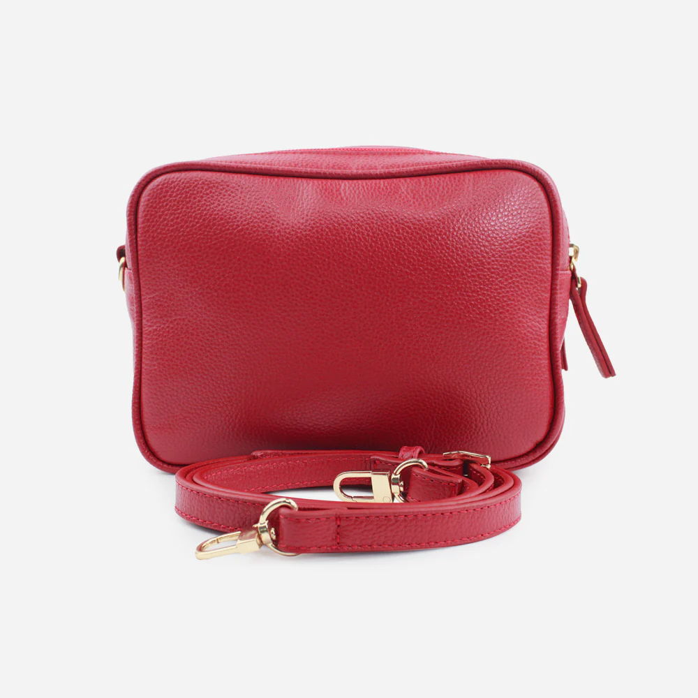 Bolso manos libres asa de cuero para mujer - Rojo - Image 3