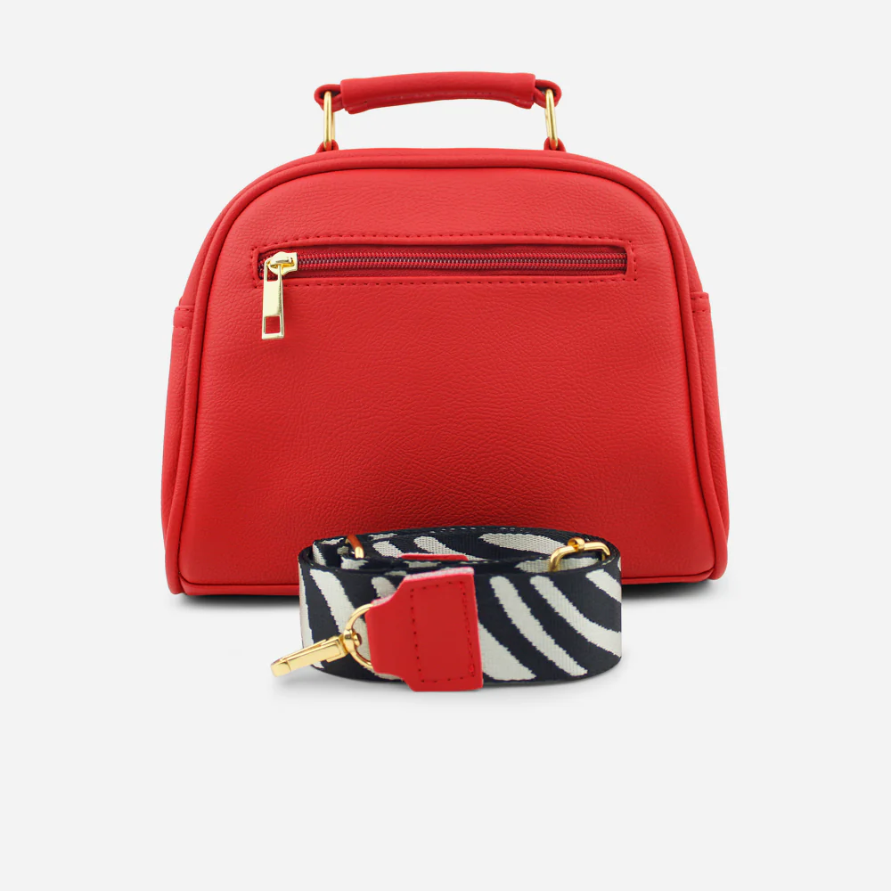 Bolso manos libres celeste de sintético para mujer - Rojo - Image 3