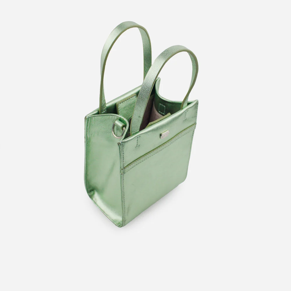 Bolso manos libres kazumi de cuero para mujer - Menta - Image 4