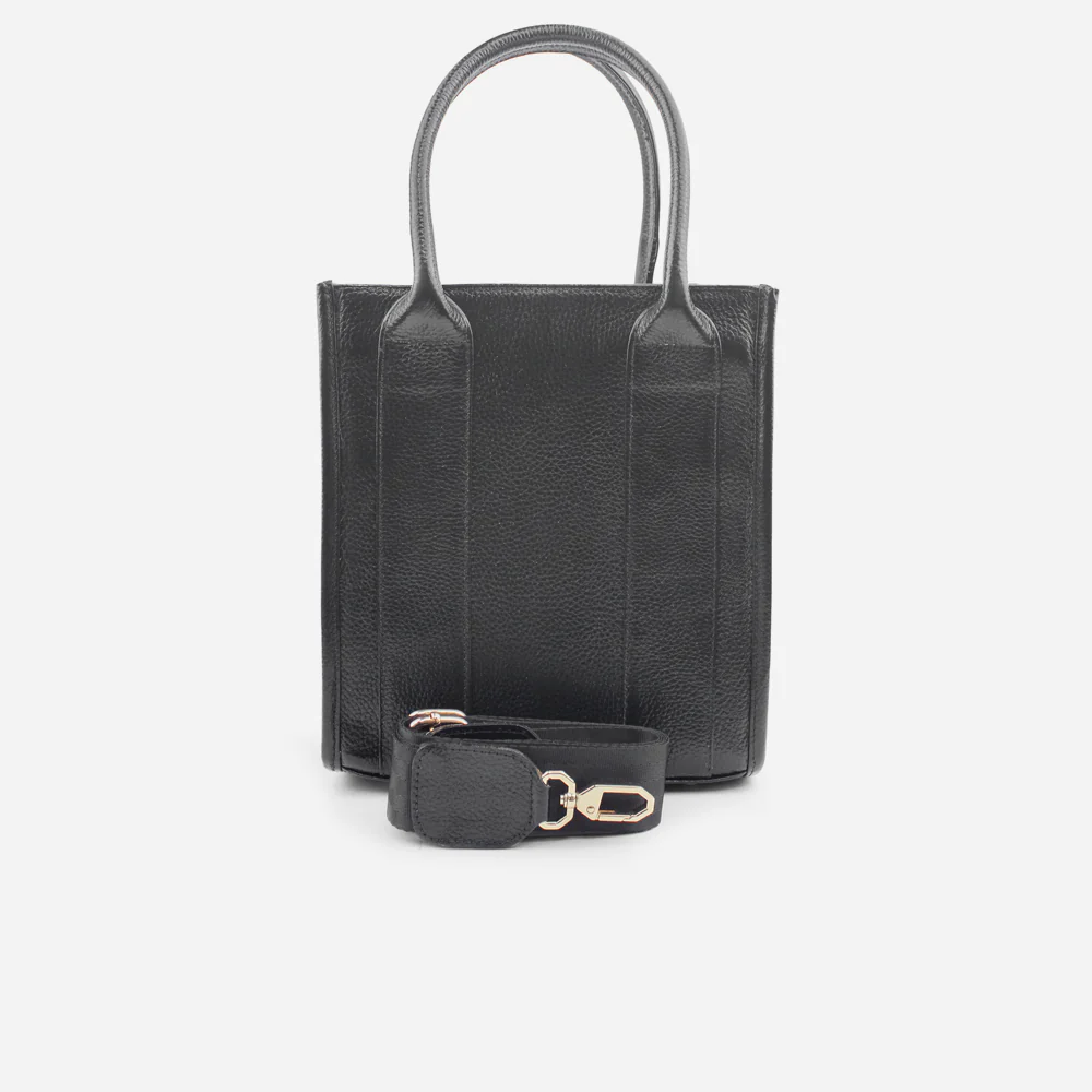 Bolso manos libres laris de cuero para mujer - Negro - Image 3