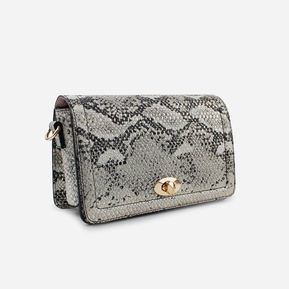 Bolso manos libres luz de cuero para mujer - Culebra negro - Image 2