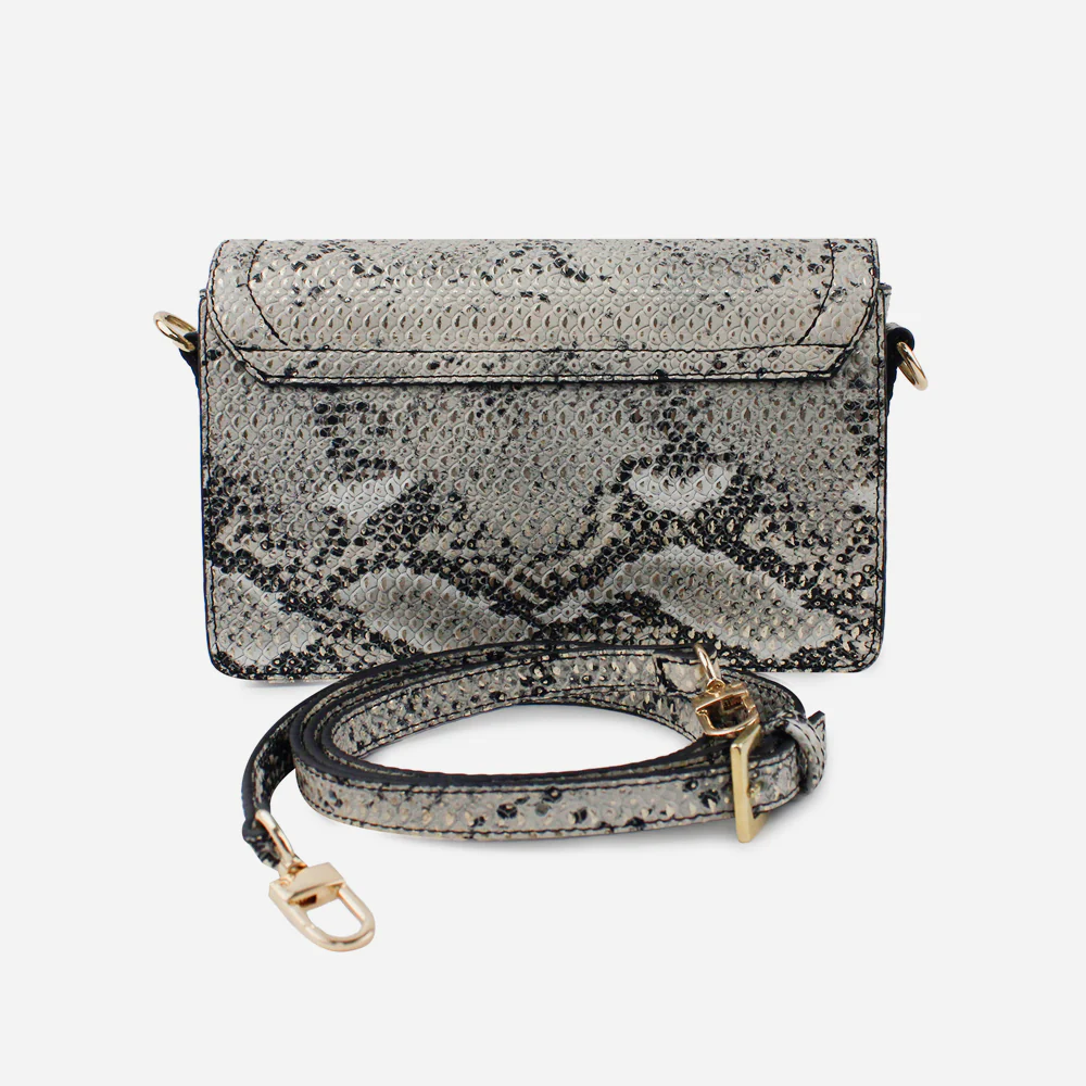 Bolso manos libres luz de cuero para mujer - Culebra negro - Image 3