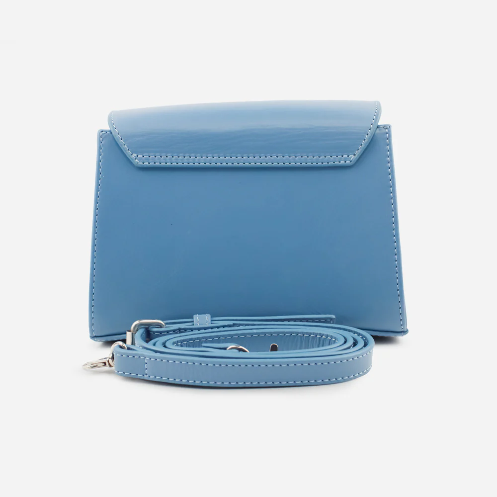 Bolso manos libres tordo de cuero para mujer - Celeste - Image 3