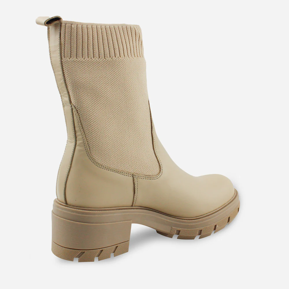 Bota plana amanecer de cuero para mujer - Beige - Image 3