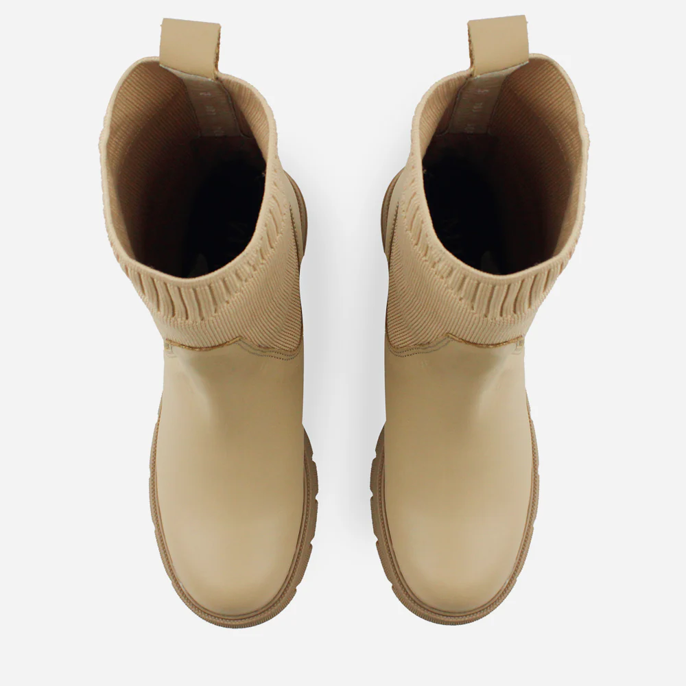 Bota plana amanecer de cuero para mujer - Beige - Image 4