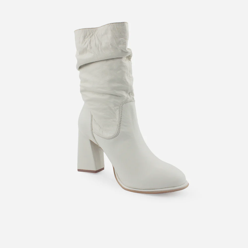 Bota tacon ester de cuero para mujer - Hueso - Image 2