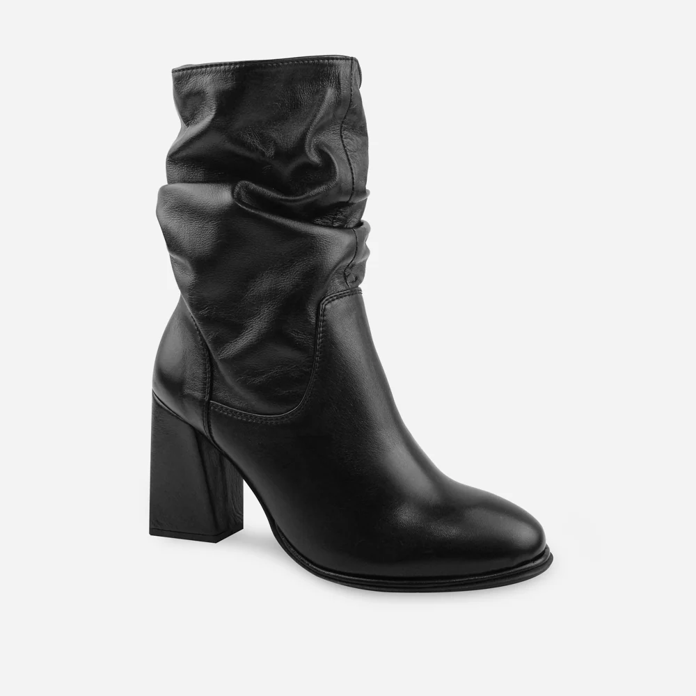 Bota tacon ester de cuero para mujer - Negro - Image 2