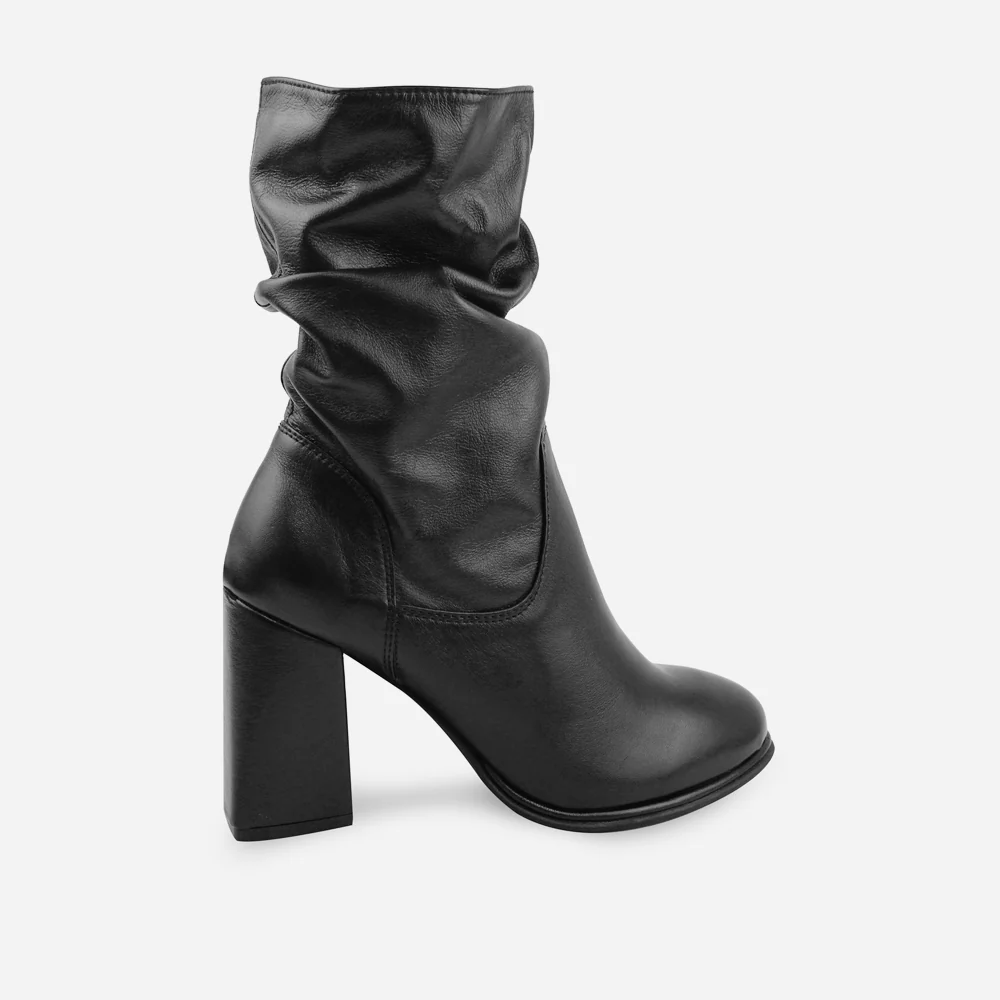 Bota tacon ester de cuero para mujer - Negro - Image 3