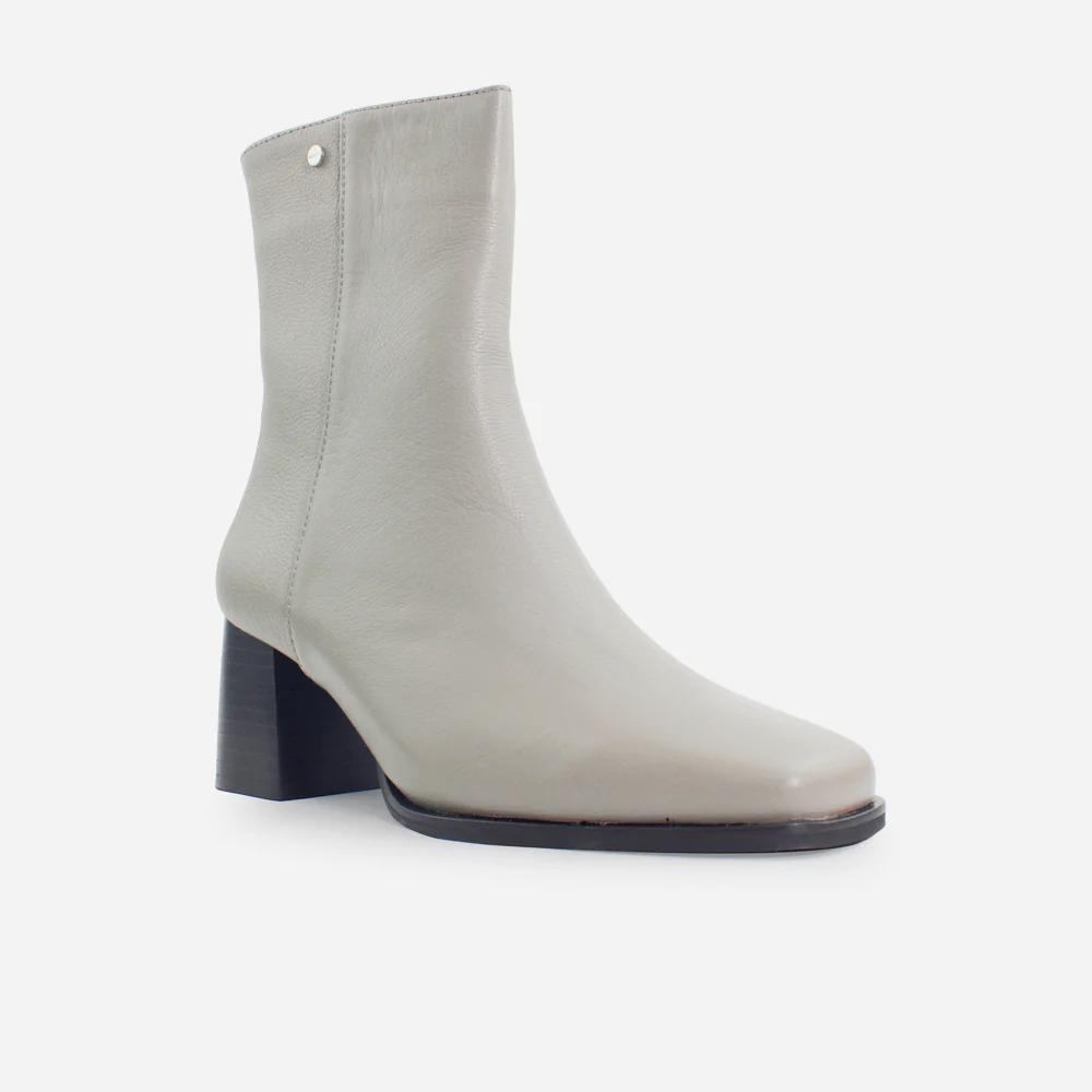 Botin tacon clio de cuero para mujer - Gris - Image 2