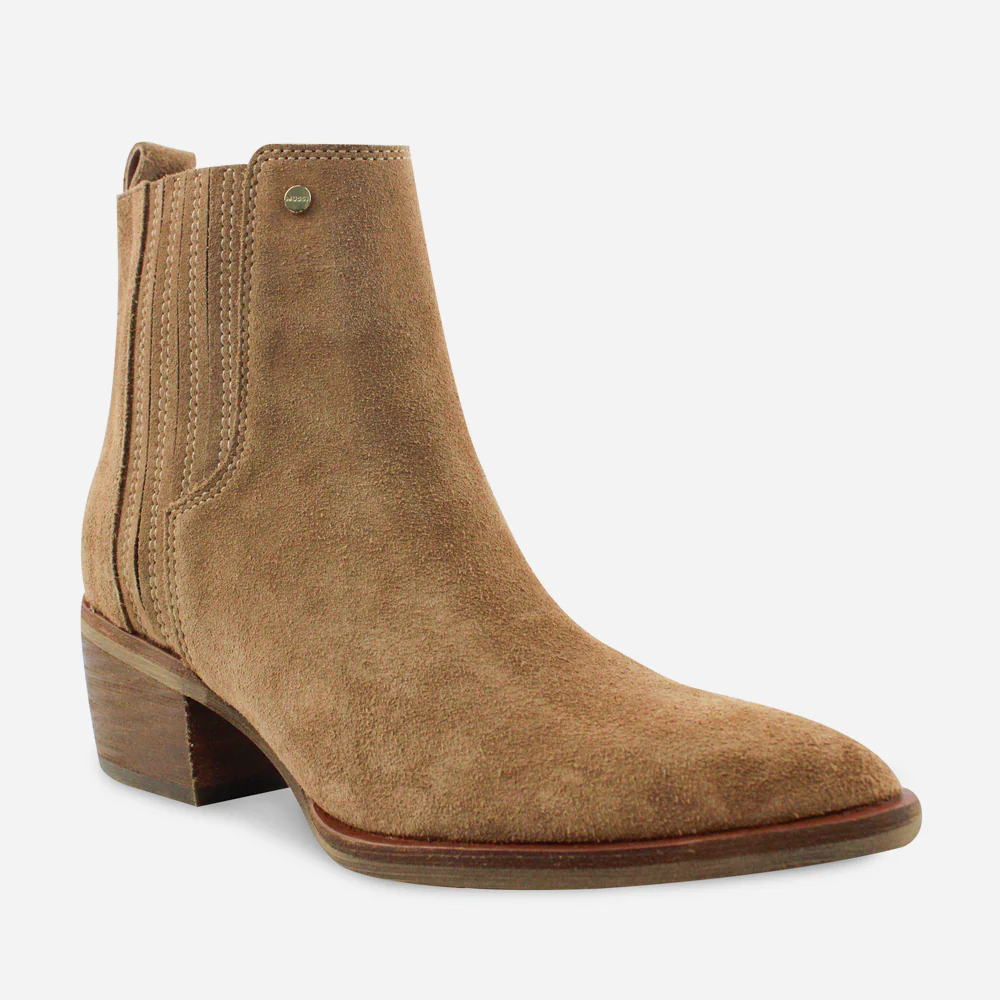 Botin tacon ela de cuero para mujer - Beige - Image 2
