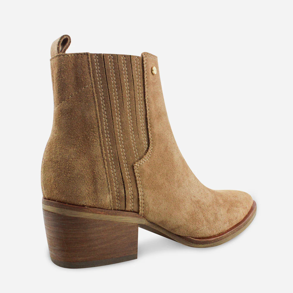 Botin tacon ela de cuero para mujer - Beige - Image 3