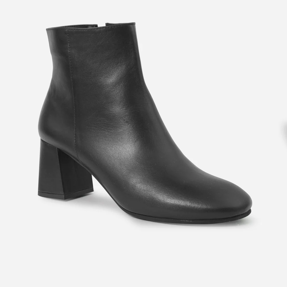 Botin tacon emma de cuero para mujer - Negro - Image 2
