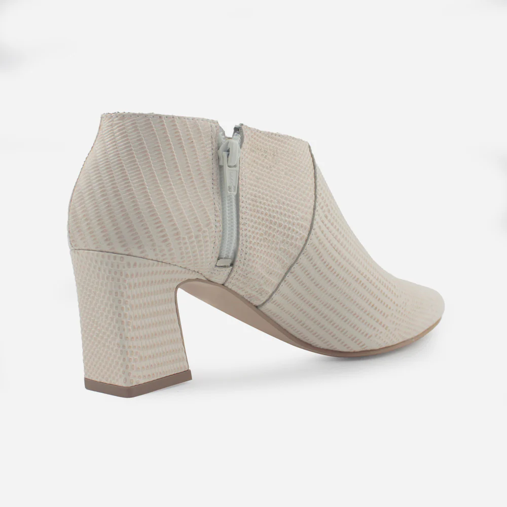 Botin tacon laos de cuero para mujer - Hueso - Image 3
