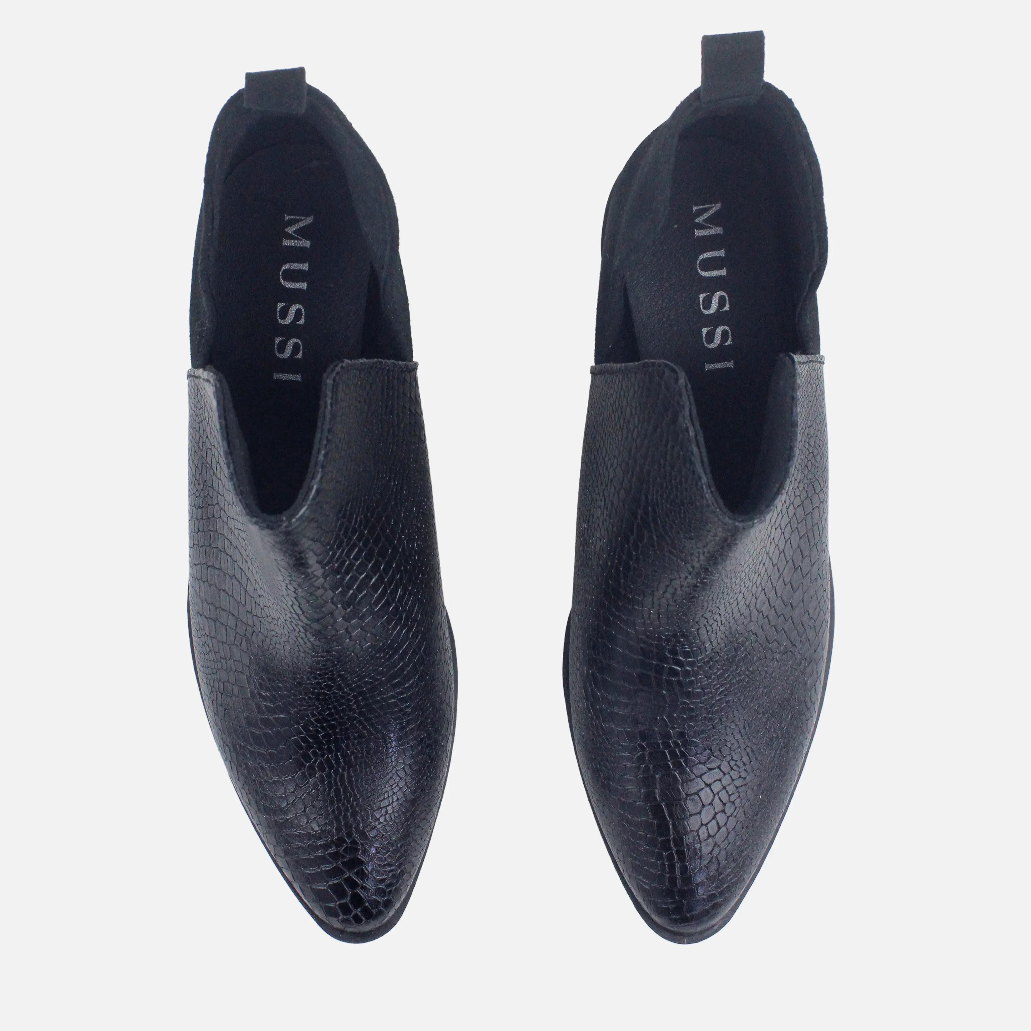 Botin tacon lune de cuero para mujer - Negro - Image 3