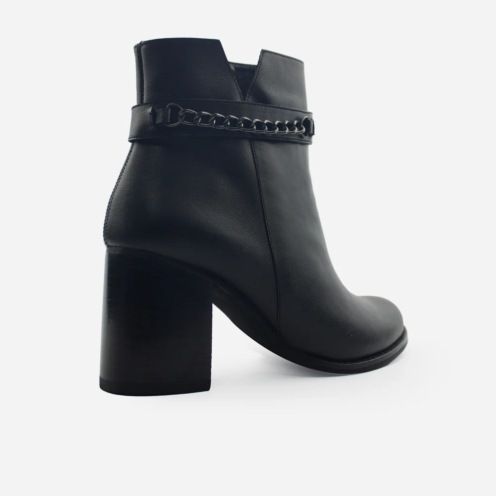 Botin tacon noemi de cuero para mujer - Negro - Image 3