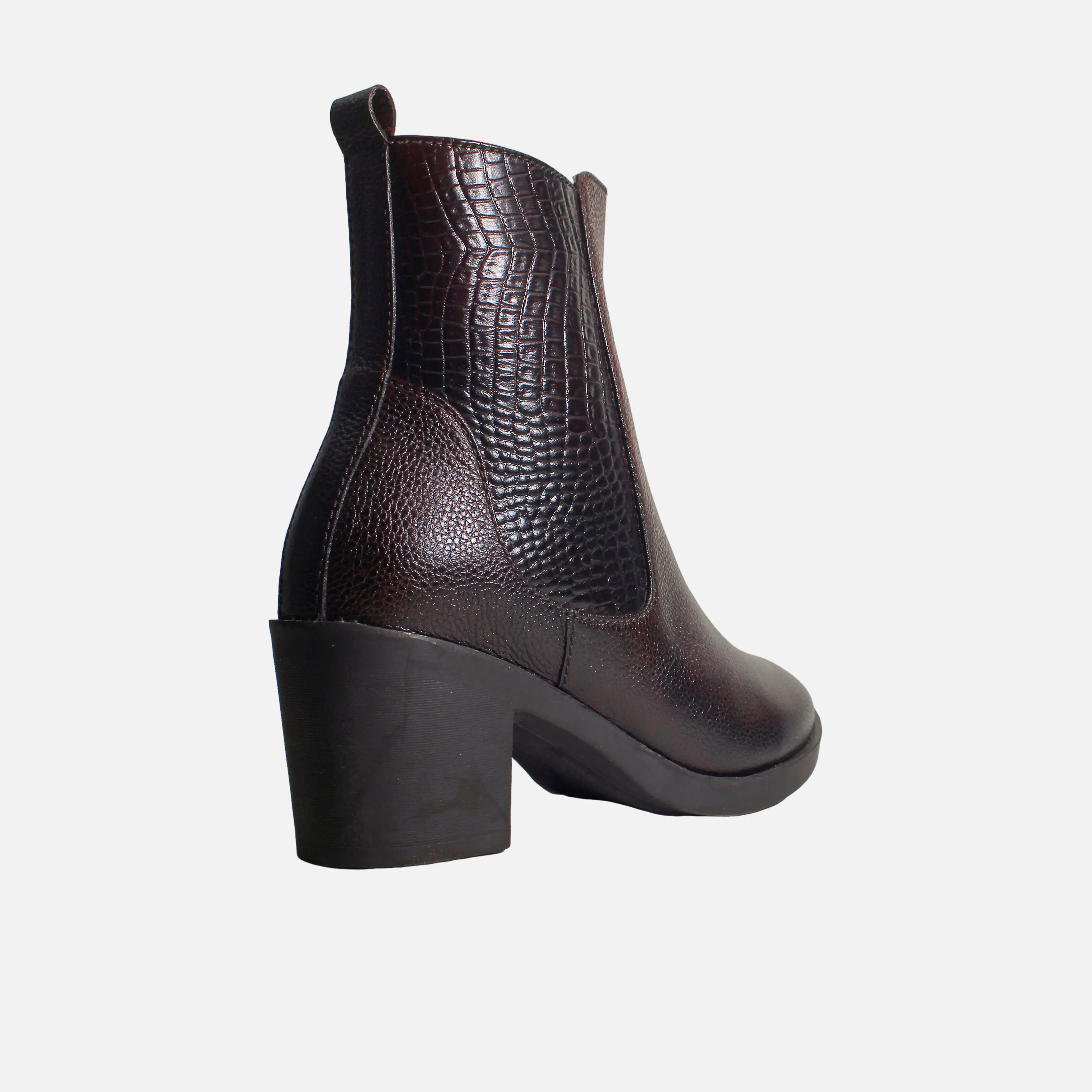 Botin tacon tulum de cuero para mujer - Miel - Image 3