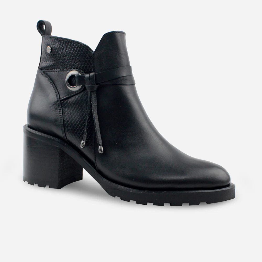 Botin tacon zumar de cuero para mujer - Negro - Image 2