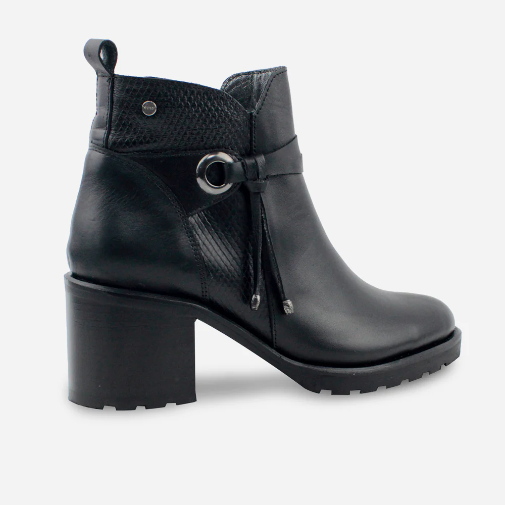 Botin tacon zumar de cuero para mujer - Negro - Image 3
