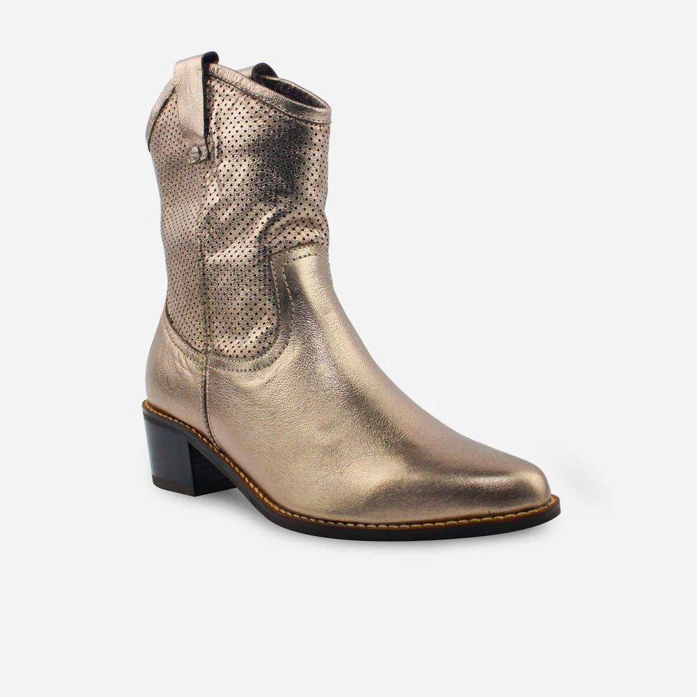 Botin texano luciana de cuero para mujer - Bronce - Image 2