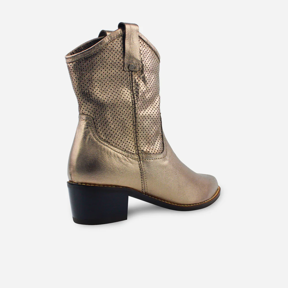 Botin texano luciana de cuero para mujer - Bronce - Image 3