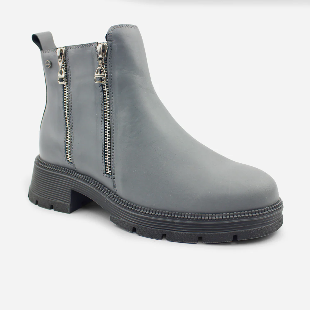 Botin tractorado becca de cuero para mujer - Gris - Image 2