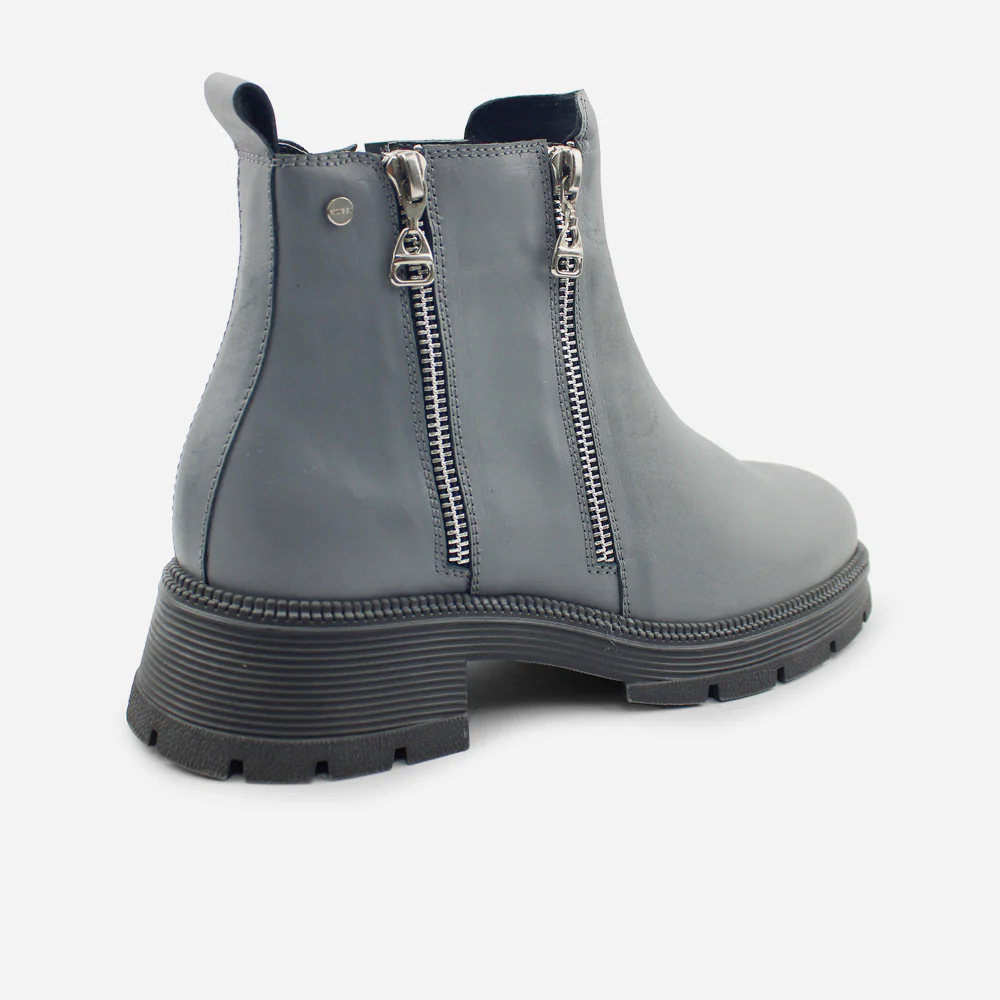 Botin tractorado becca de cuero para mujer - Gris - Image 3