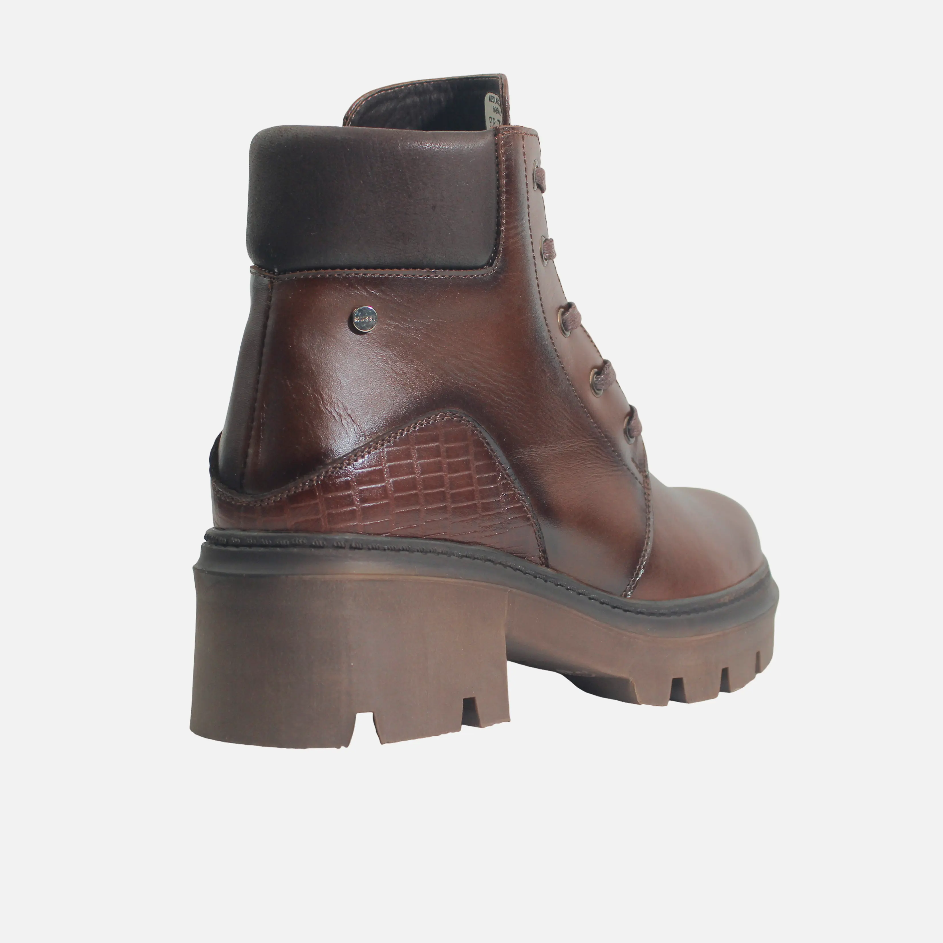 Botin tractorado sol de cuero para mujer - Brandy - Image 3
