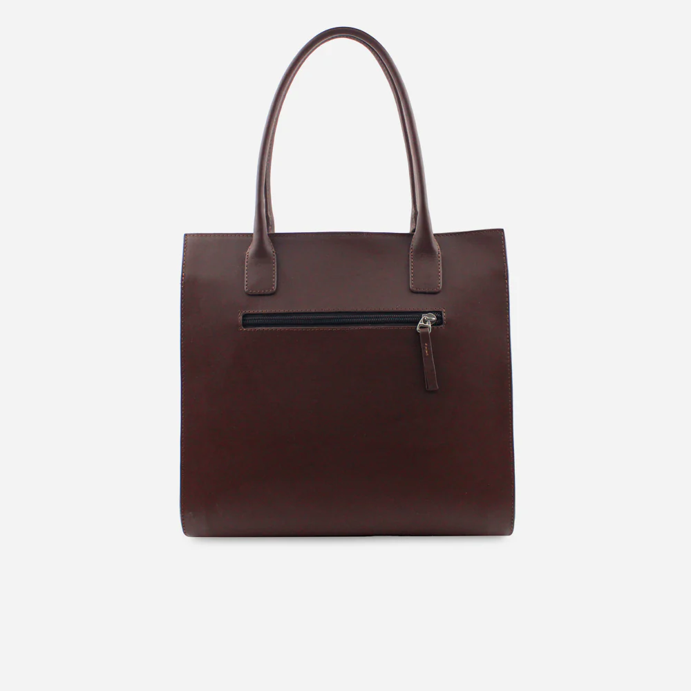 Cartera grere de cuero para mujer - Café - Image 3