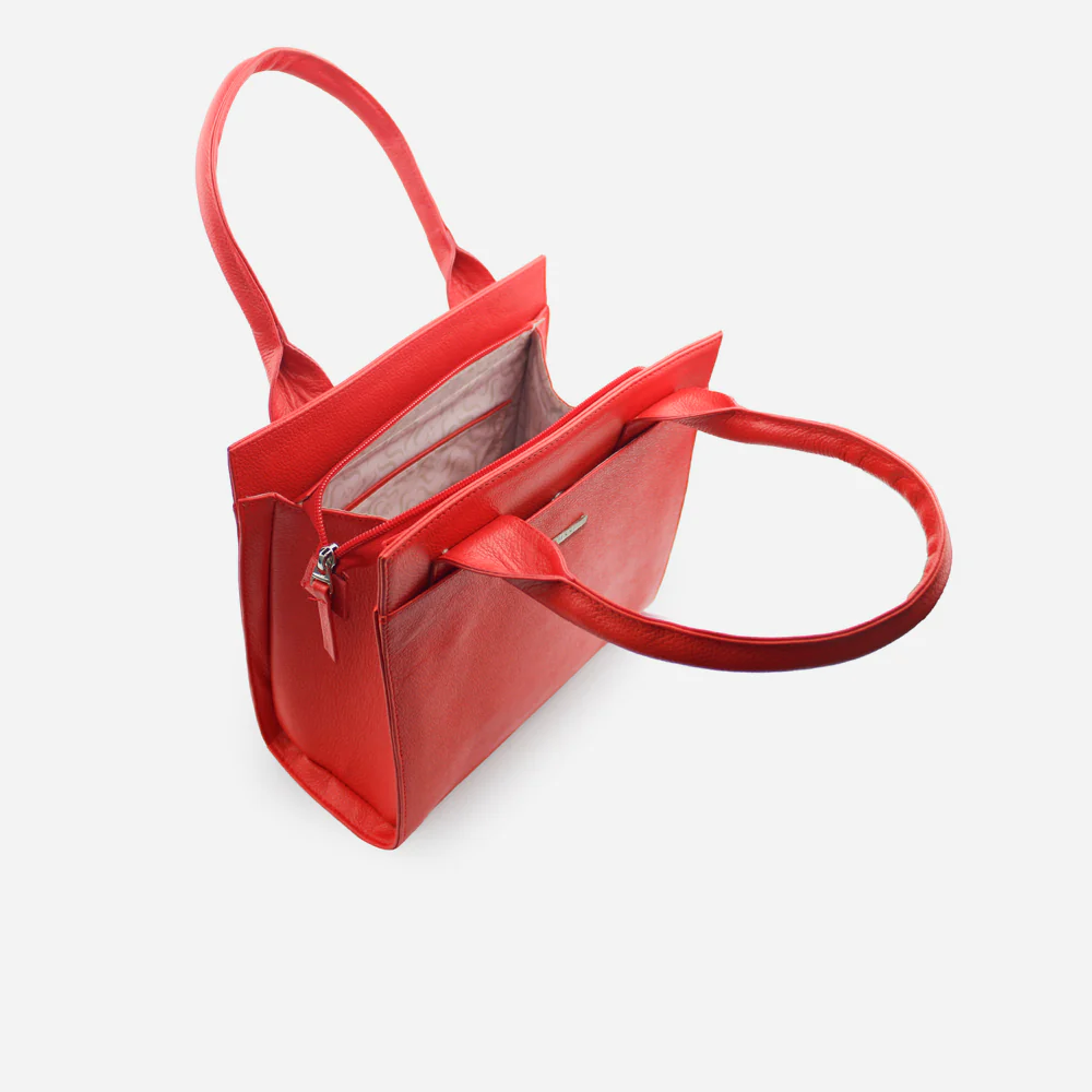 Cartera jada de cuero para mujer - Rojo - Image 4