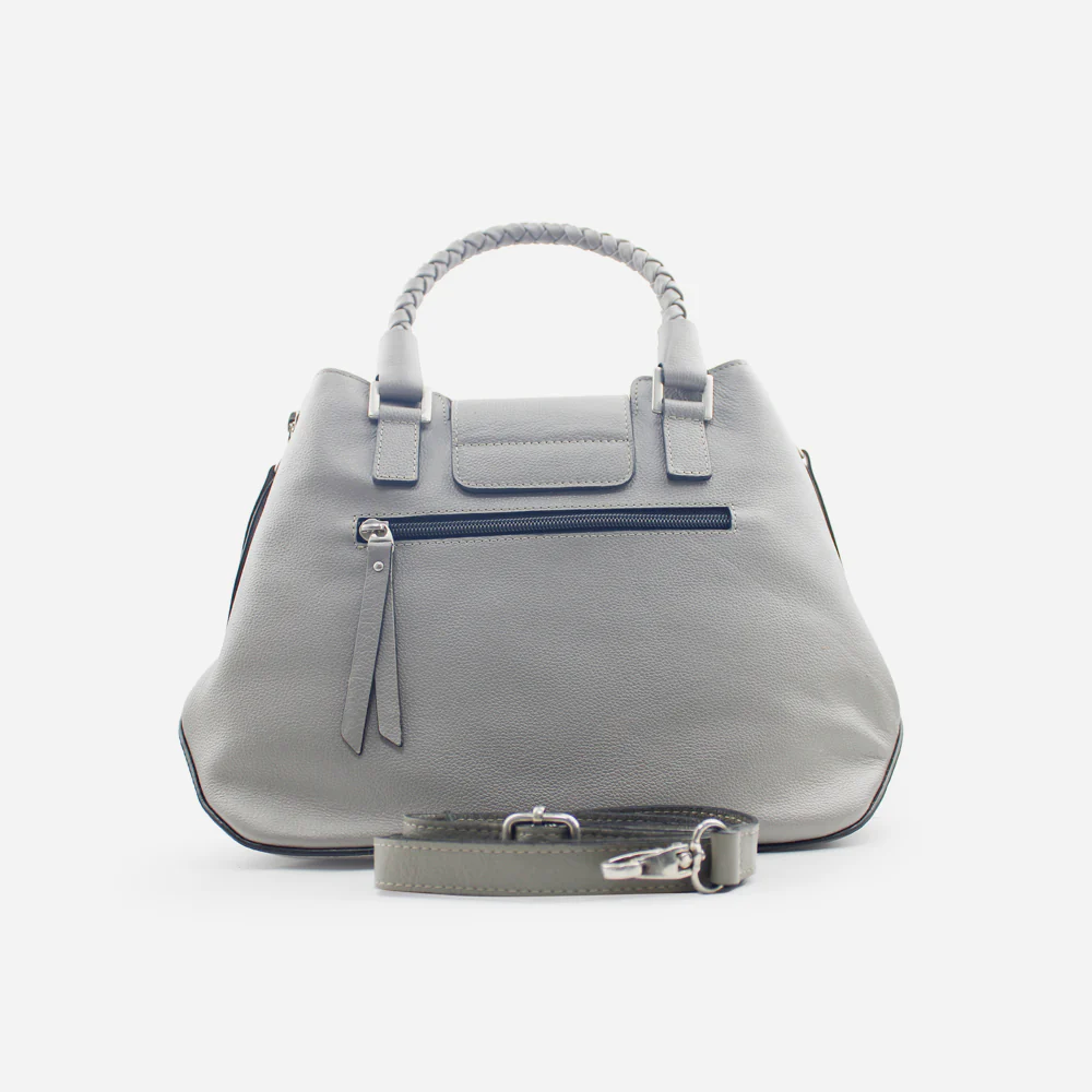 Cartera mara de cuero para mujer - Gris - Image 3