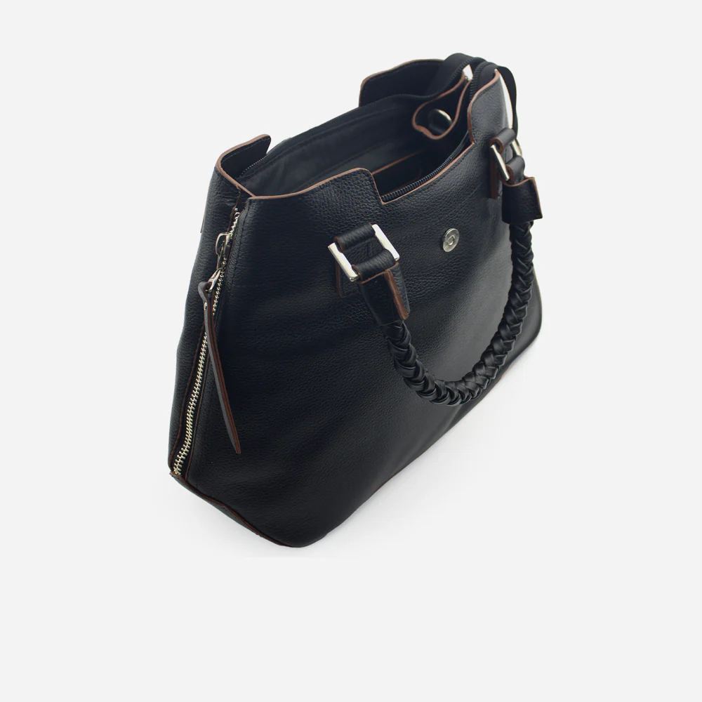 Cartera mara de cuero para mujer - Negro - Image 4
