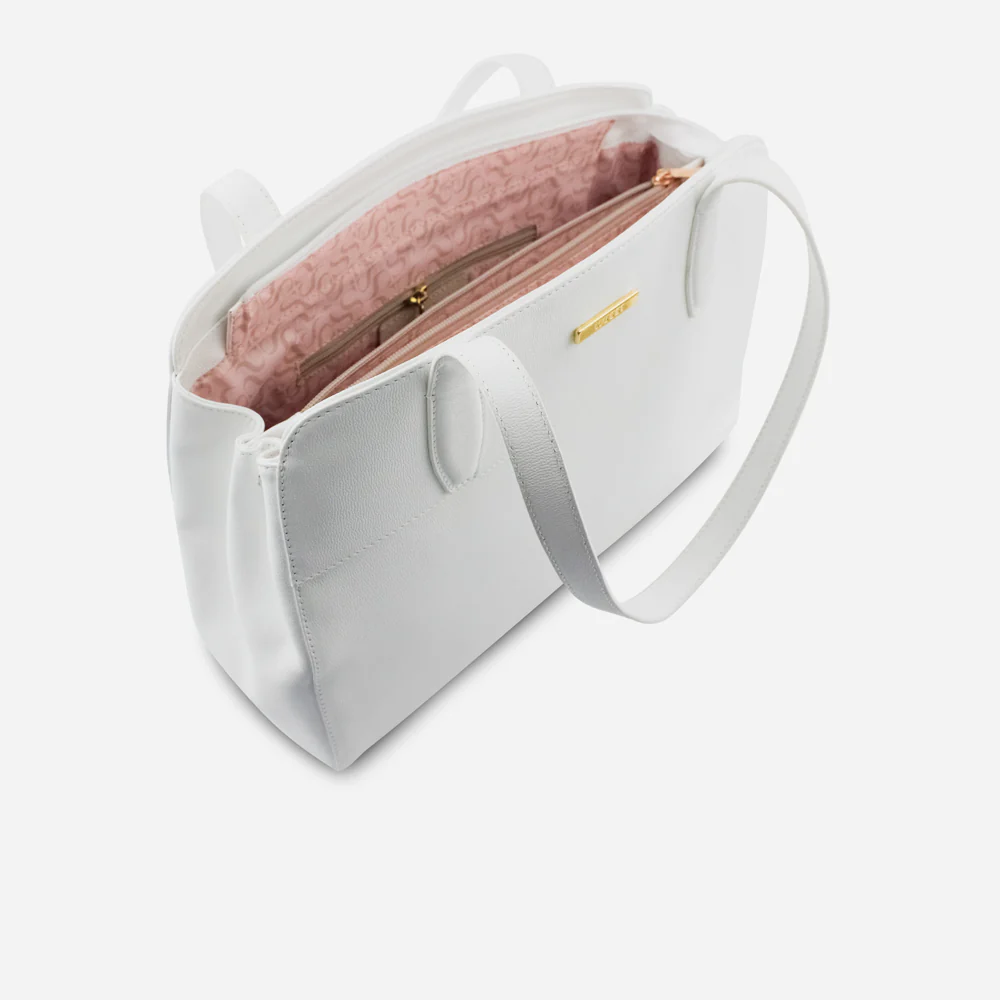 Cartera odona de cuero para mujer - Blanco - Image 4